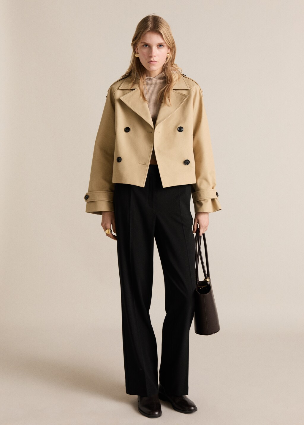 Straight mid-rise trousers - Grey