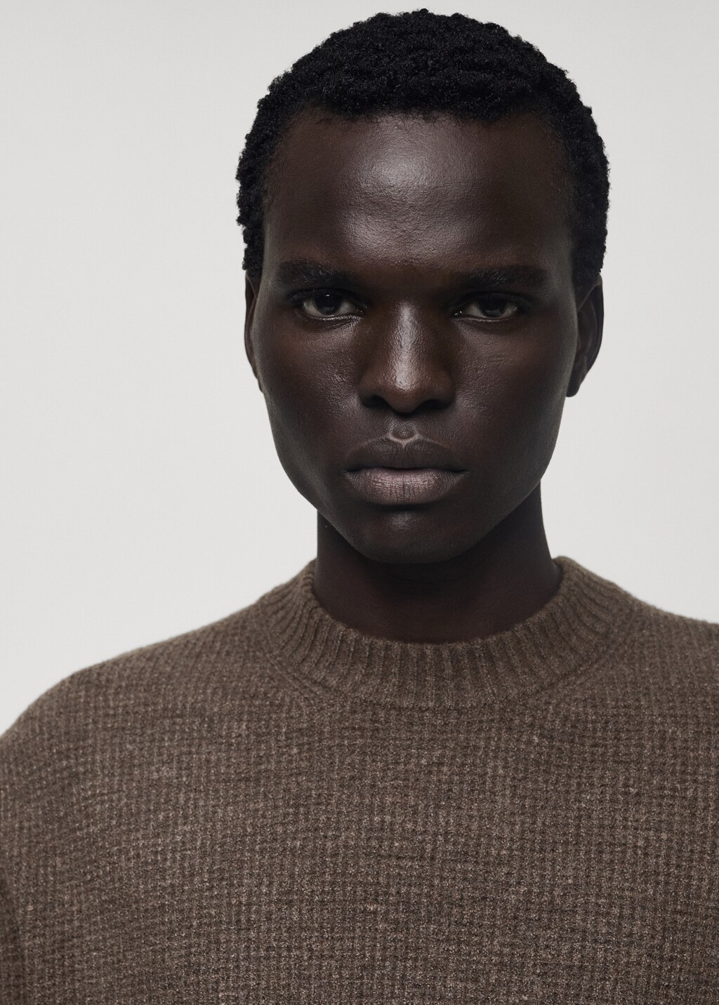 Knitted sweater with check structure - Off White