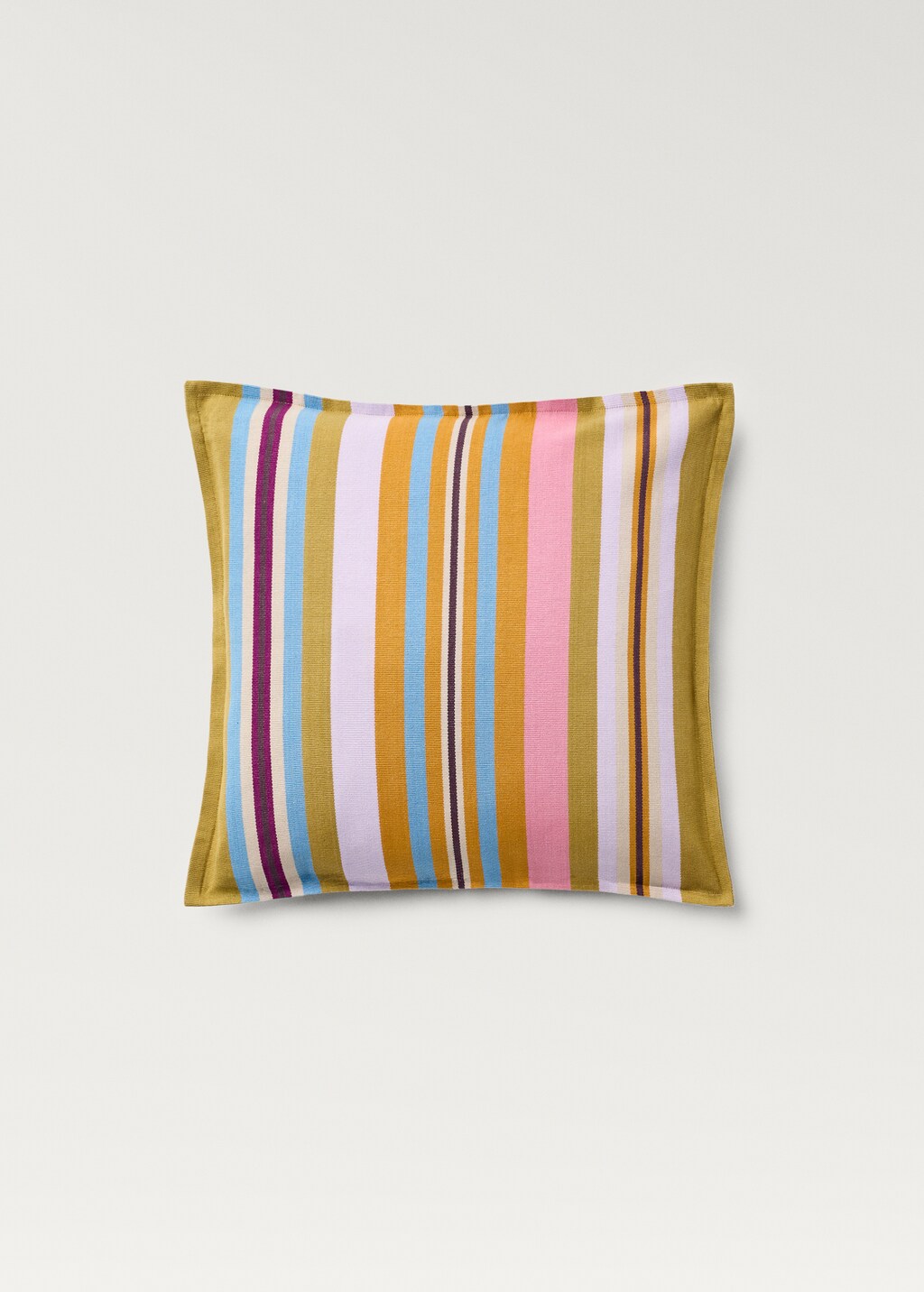 Cotton cushion cover with woven stripe, 50x50cm - Medium Pink