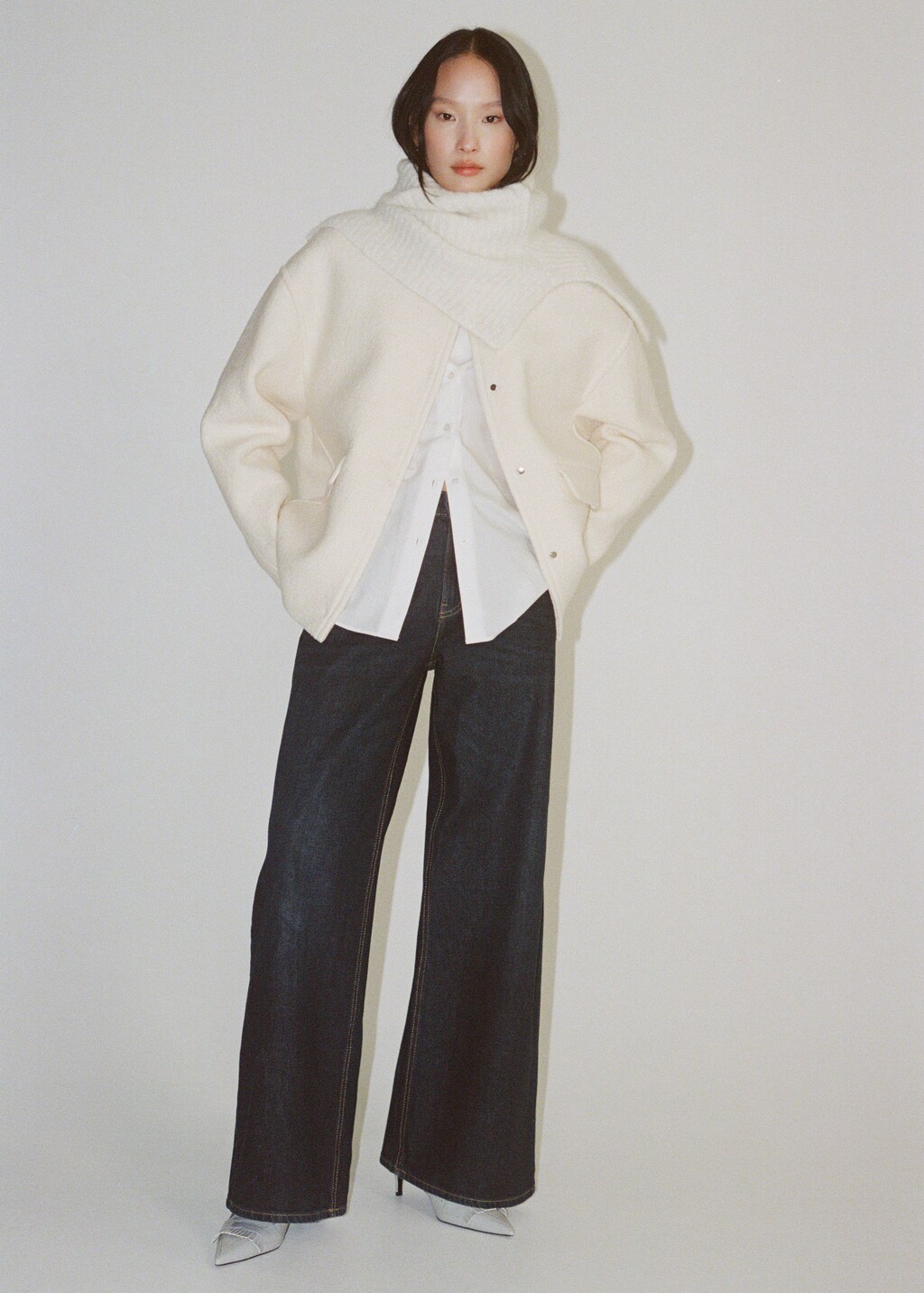 Turtleneck wool jacket - Dark Navy