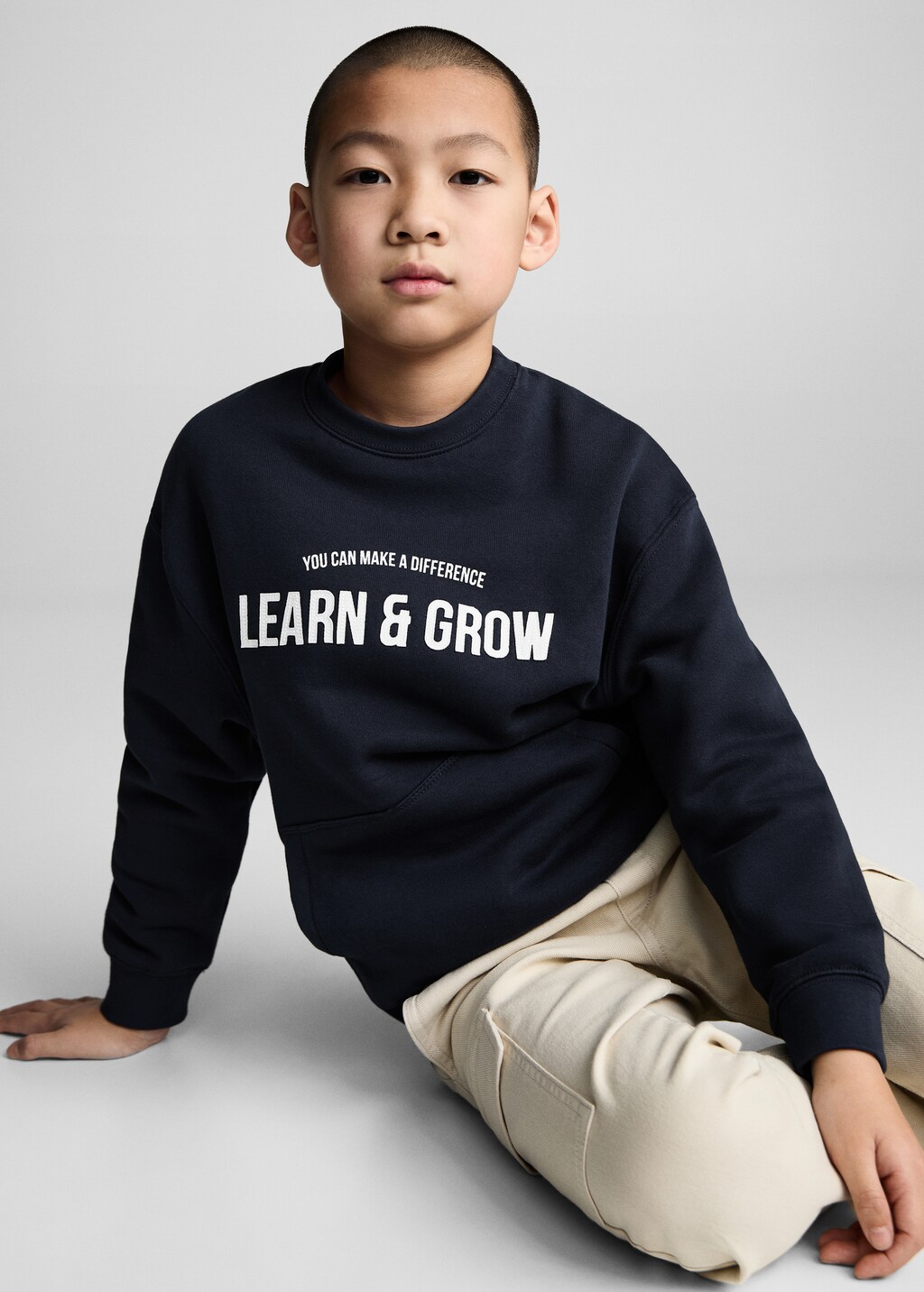 Sweatshirt with printed lettering - Dark Navy
