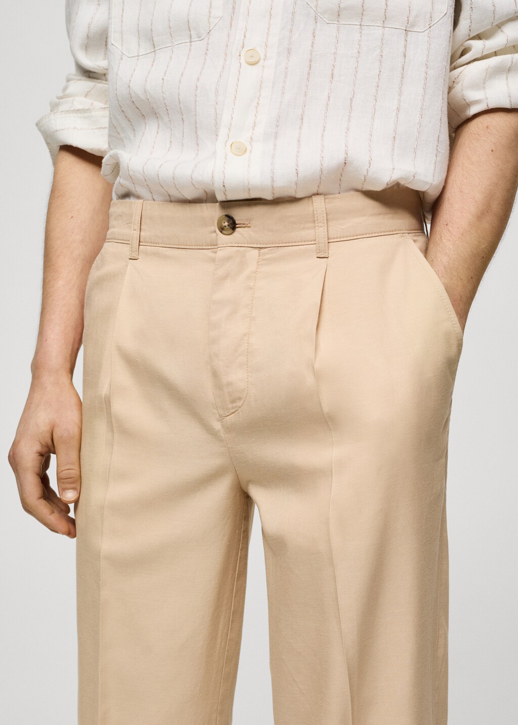 Cotton lyocell pleated trousers - Wine