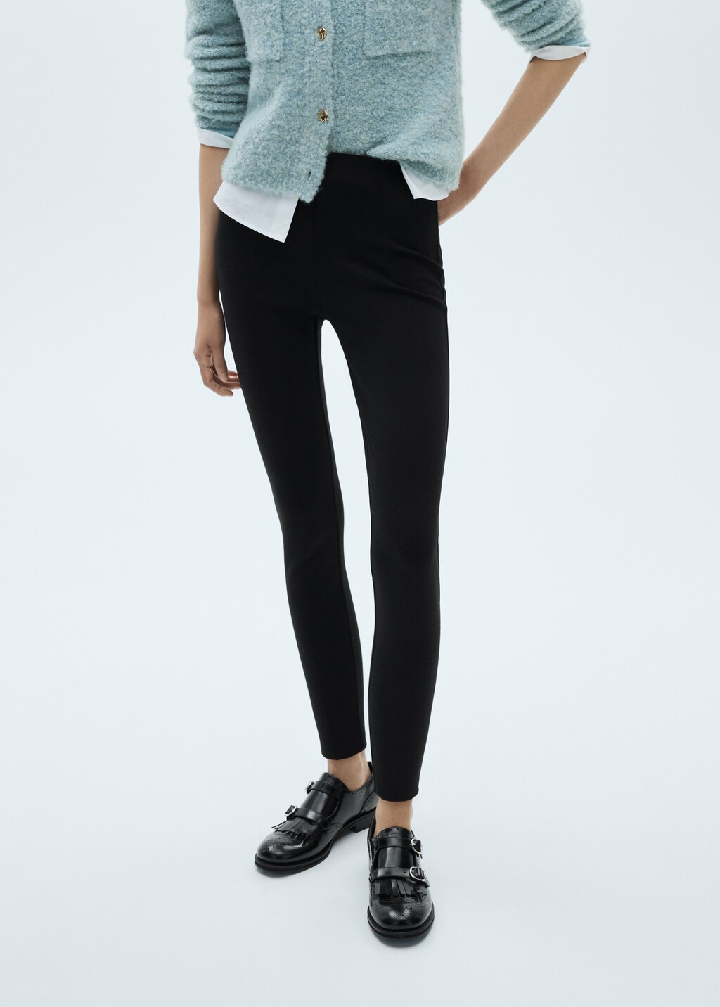 Mid-rise skinny leggings - Black