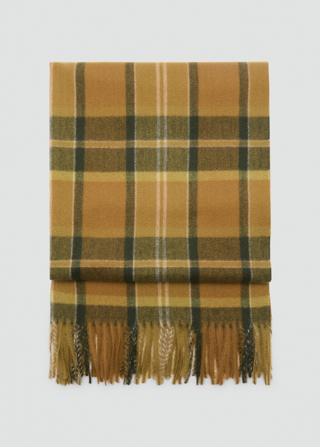 Check scarf with fringed ends - Red