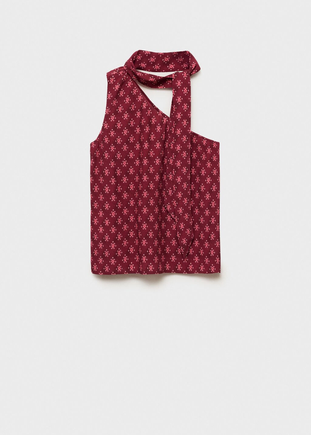Asymmetric printed top - Maroon