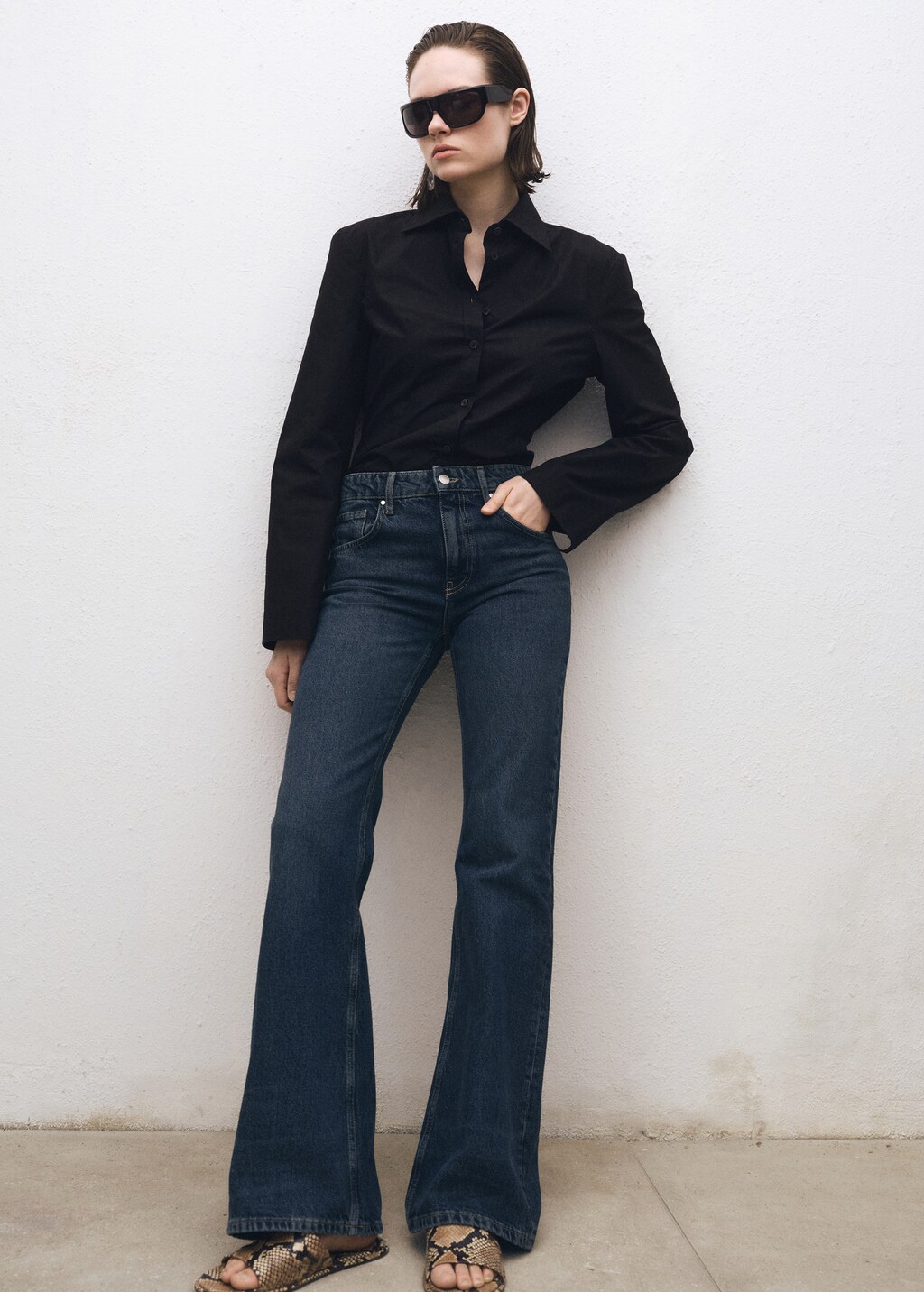 High-waist flared jeans - Dark Blue
