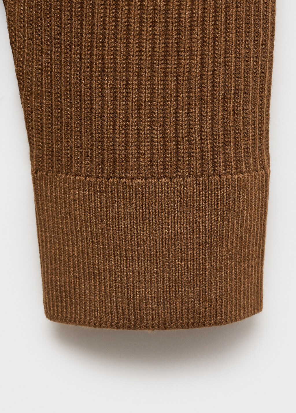 Cotton-blend ribbed polo sweater - Beige