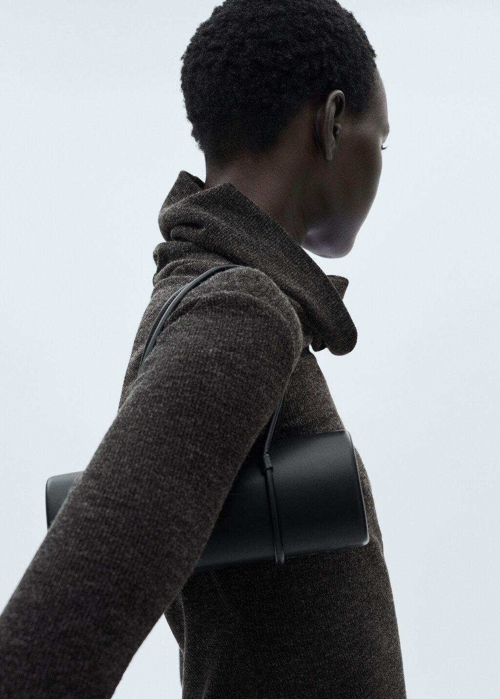 Knitted turtleneck dress - Brown