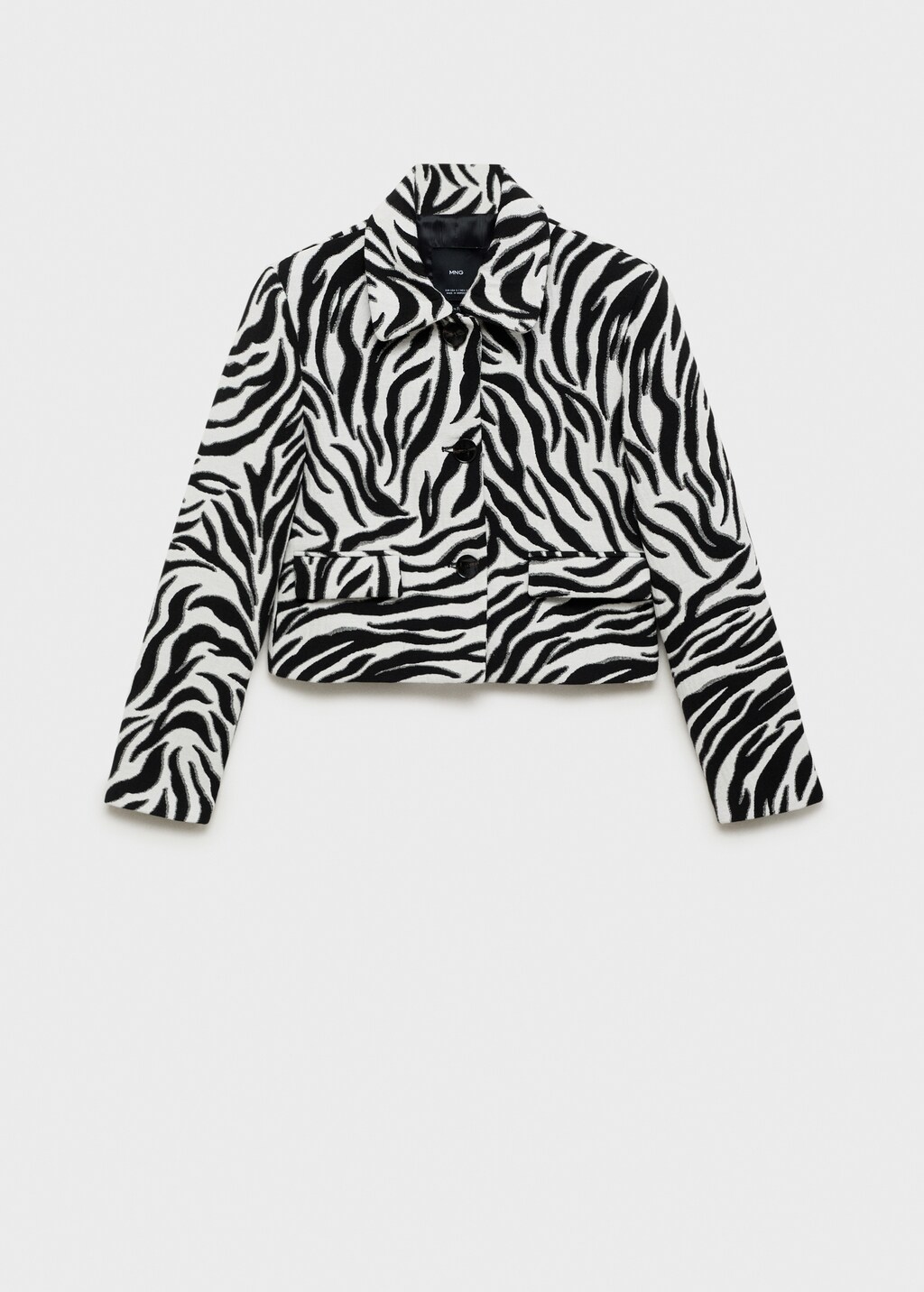 Zebra-print jacket with buttons - Black