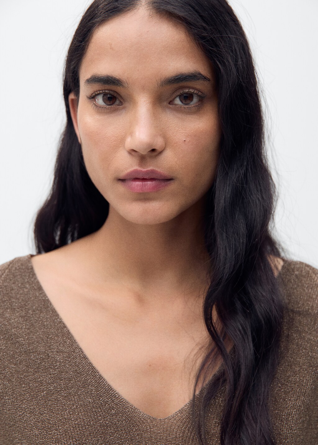 V-neck lurex sweater - Green