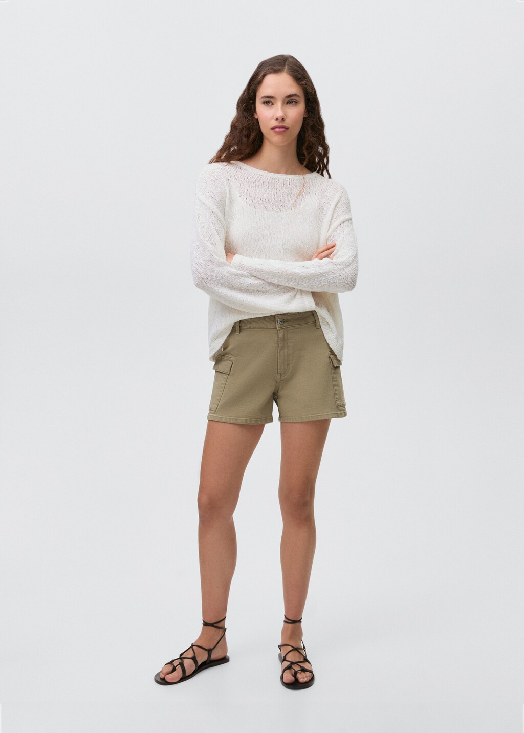 Cotton cargo shorts - Khaki