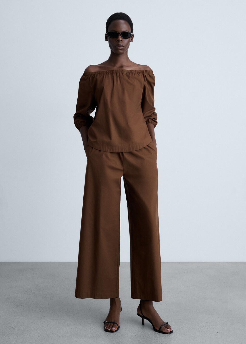 Cotton culotte trousers - Brown