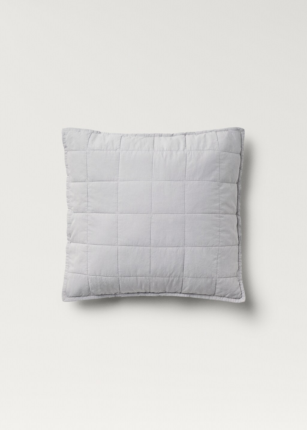 Cotton percale garment-dyed check cushion cover, 50x50 cm - Medium Brown