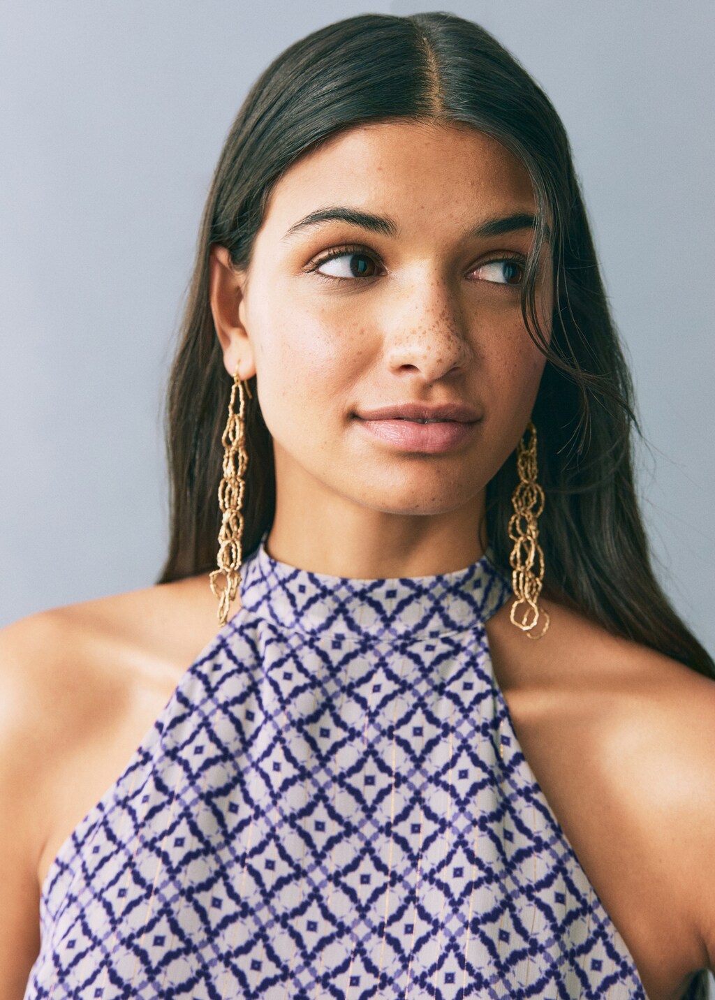 Long printed dress - Ink Blue