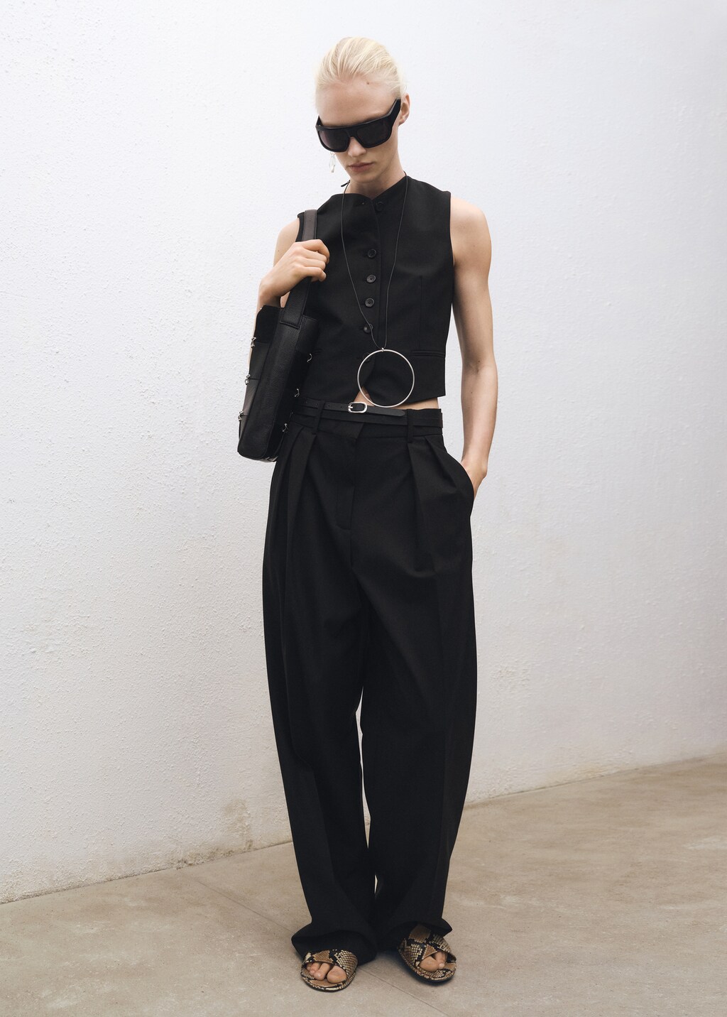 Wool-blend suit waistcoat - Black