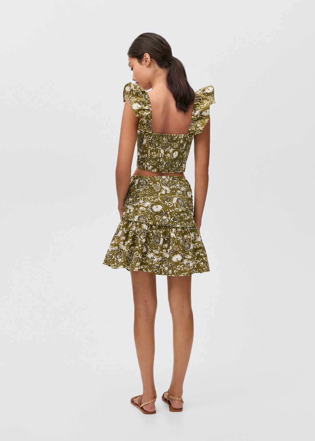 Draped printed skirt - Olive Green