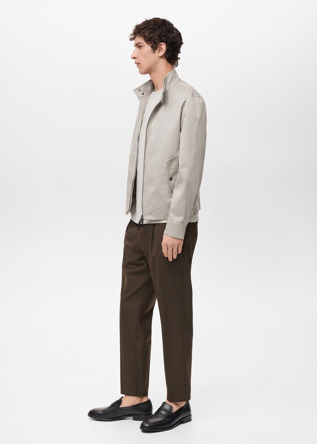 Slim-fit pleated cool wool trousers - Medium Brown