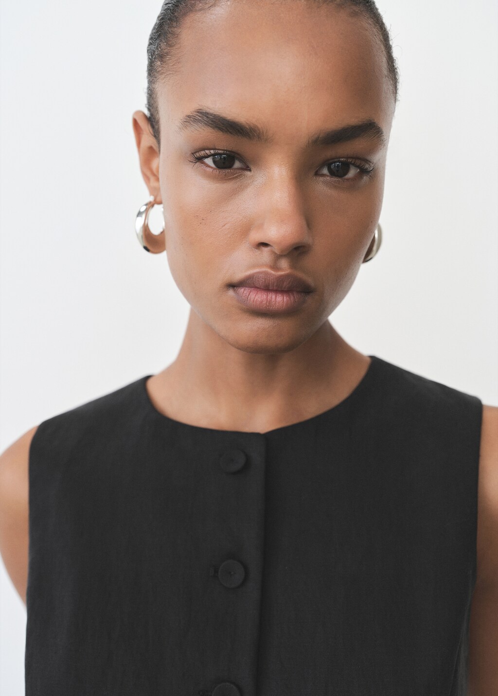 Straight lyocell suit vest - Black