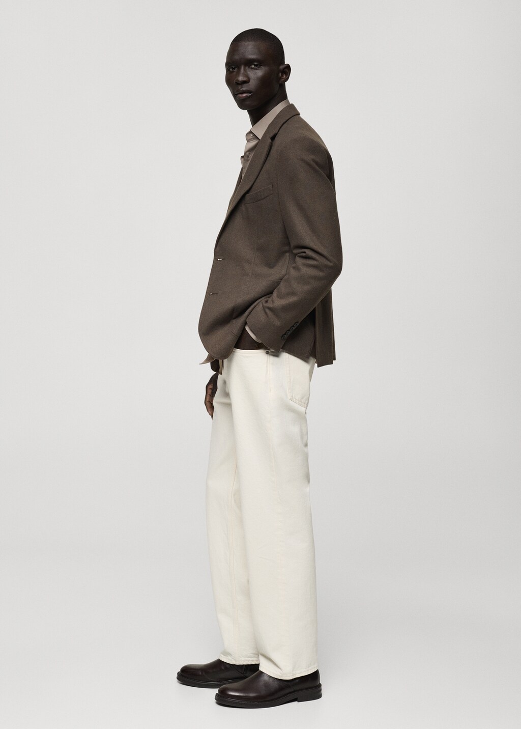 Slim fit wool blend blazer - Blue