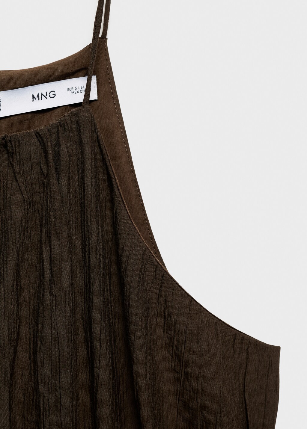 Midi-dress with gathered waist - Brown