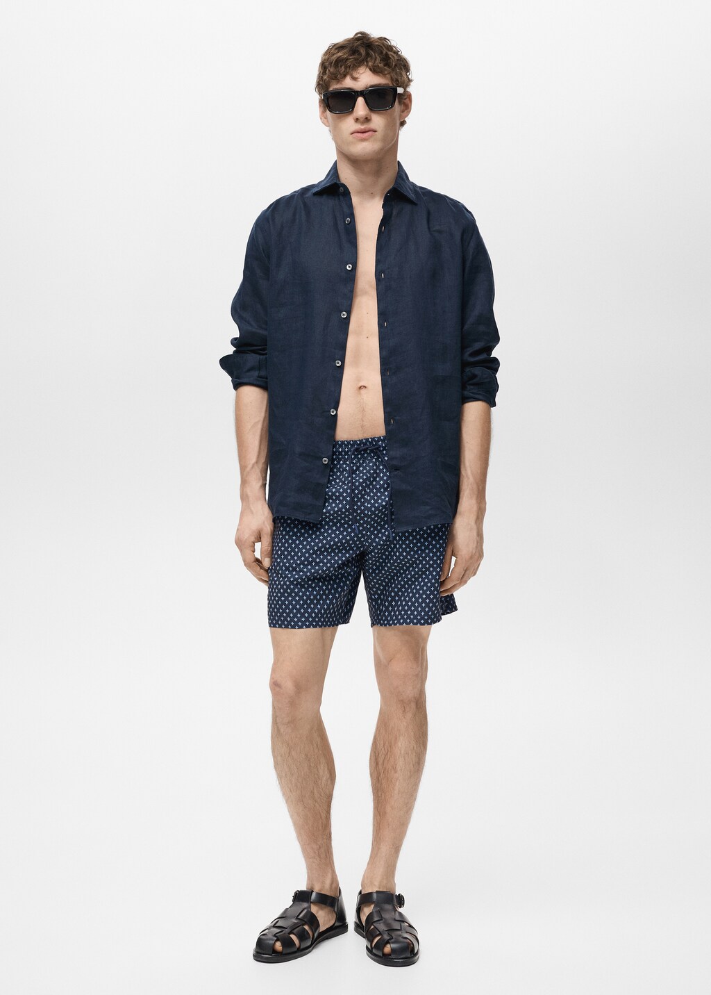 Geometric-print swimsuit - Khaki