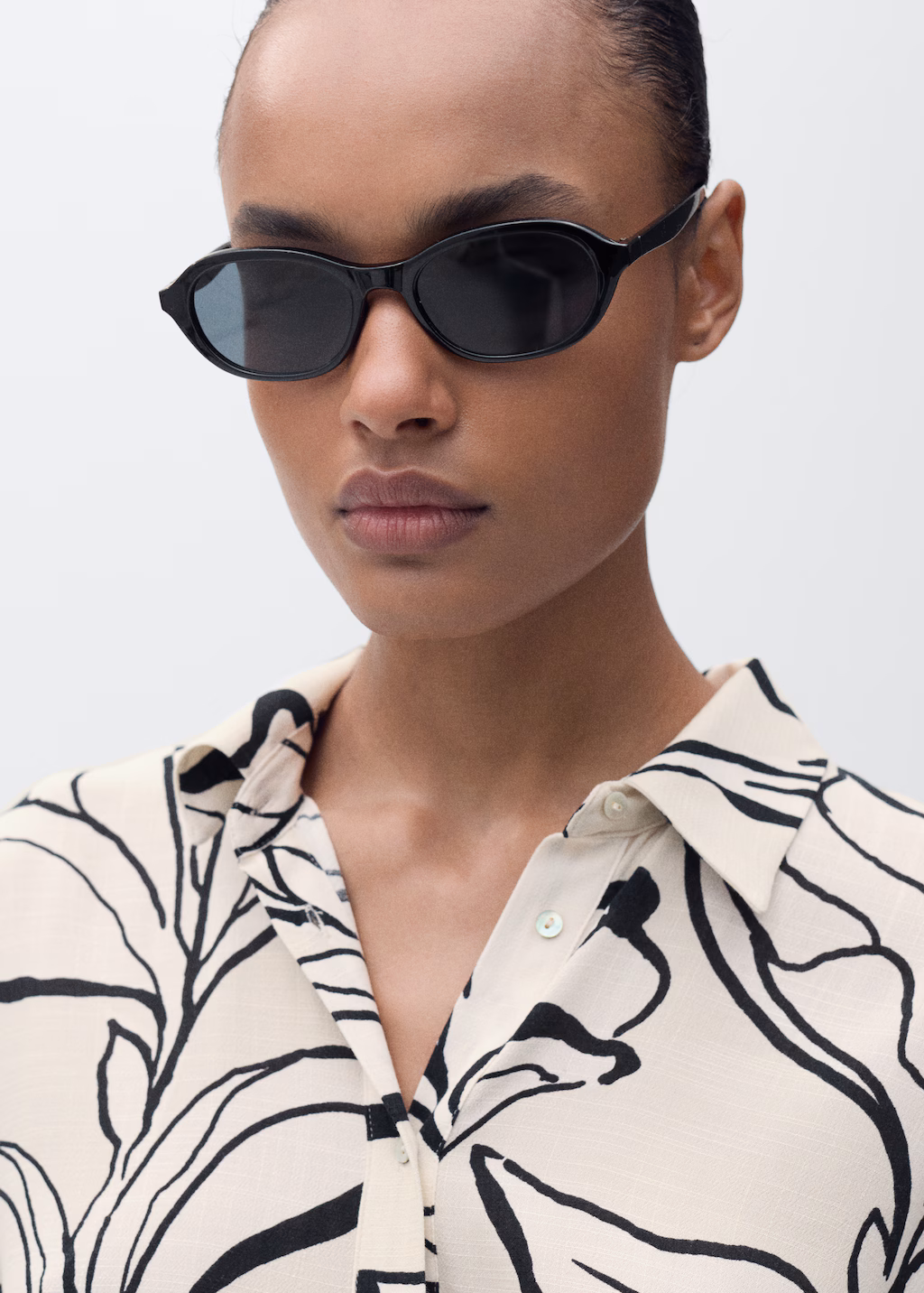 Printed dress with knot detail - Ecru