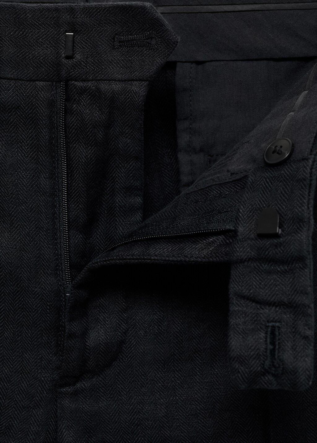 Slim fit 100% linen suit pants - Black