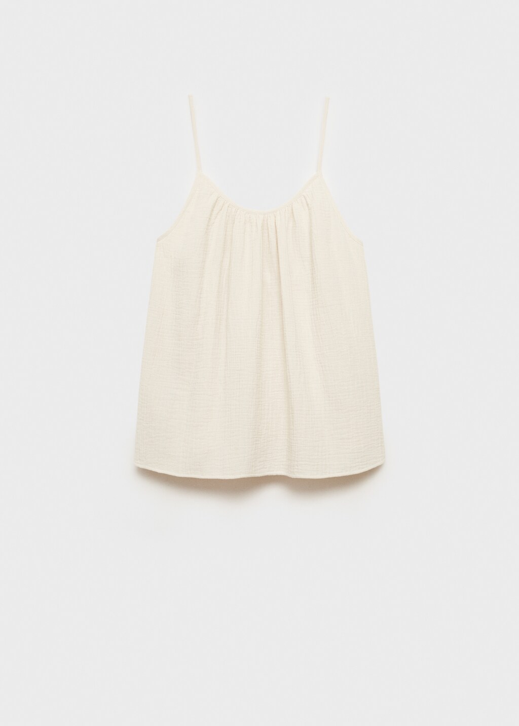Plain cotton spaghetti-strap pyjama top - White