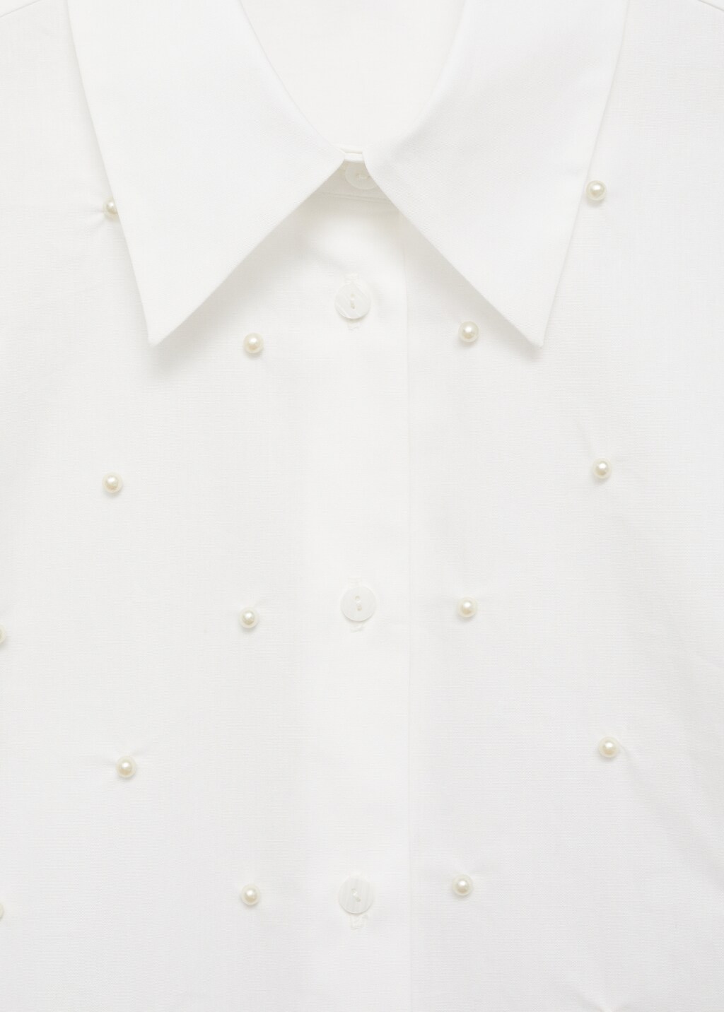 Cotton shirt with pearl detail - White