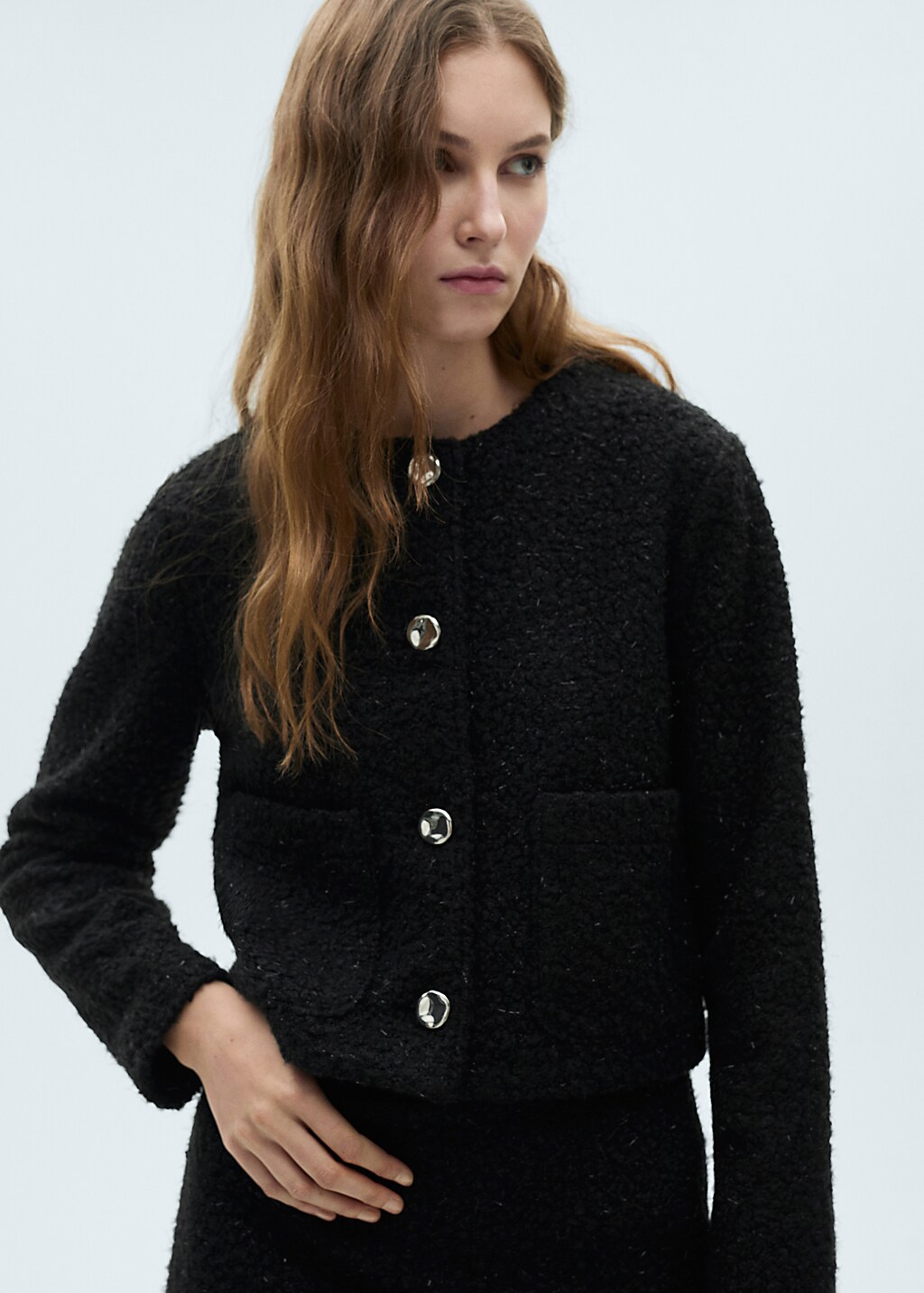 Shiny bouclé jacket - Black