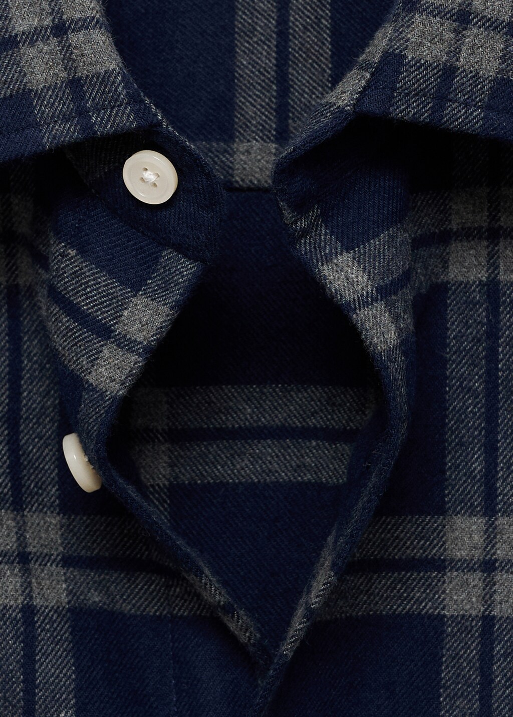 100% cotton flannel check overshirt - Dark Navy