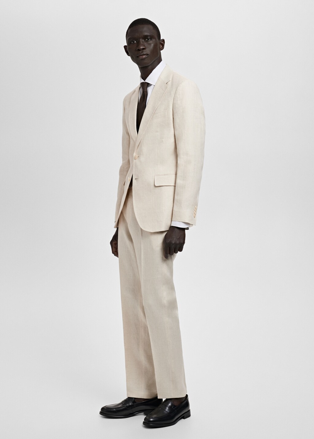 Slim fit 100% linen suit blazer - Khaki