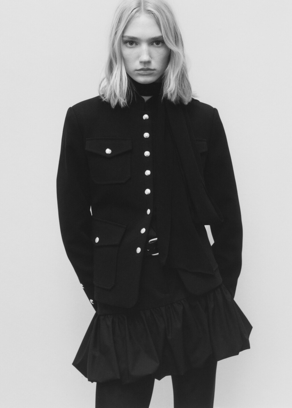 Balloon ruffled mini-skirt - Charcoal