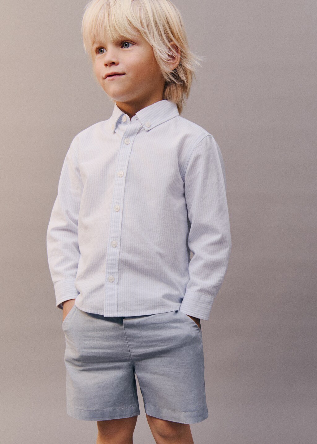 Linen-blend Bermuda shorts - Sky Blue