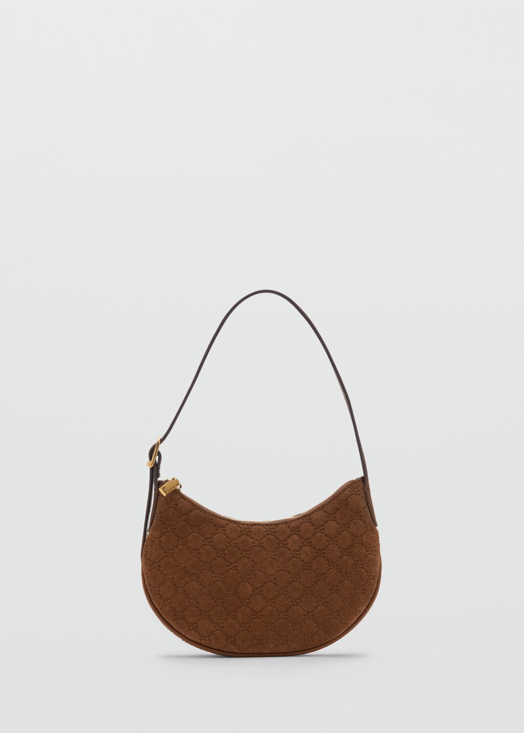 Suede shoulder bag with logo print - Leather