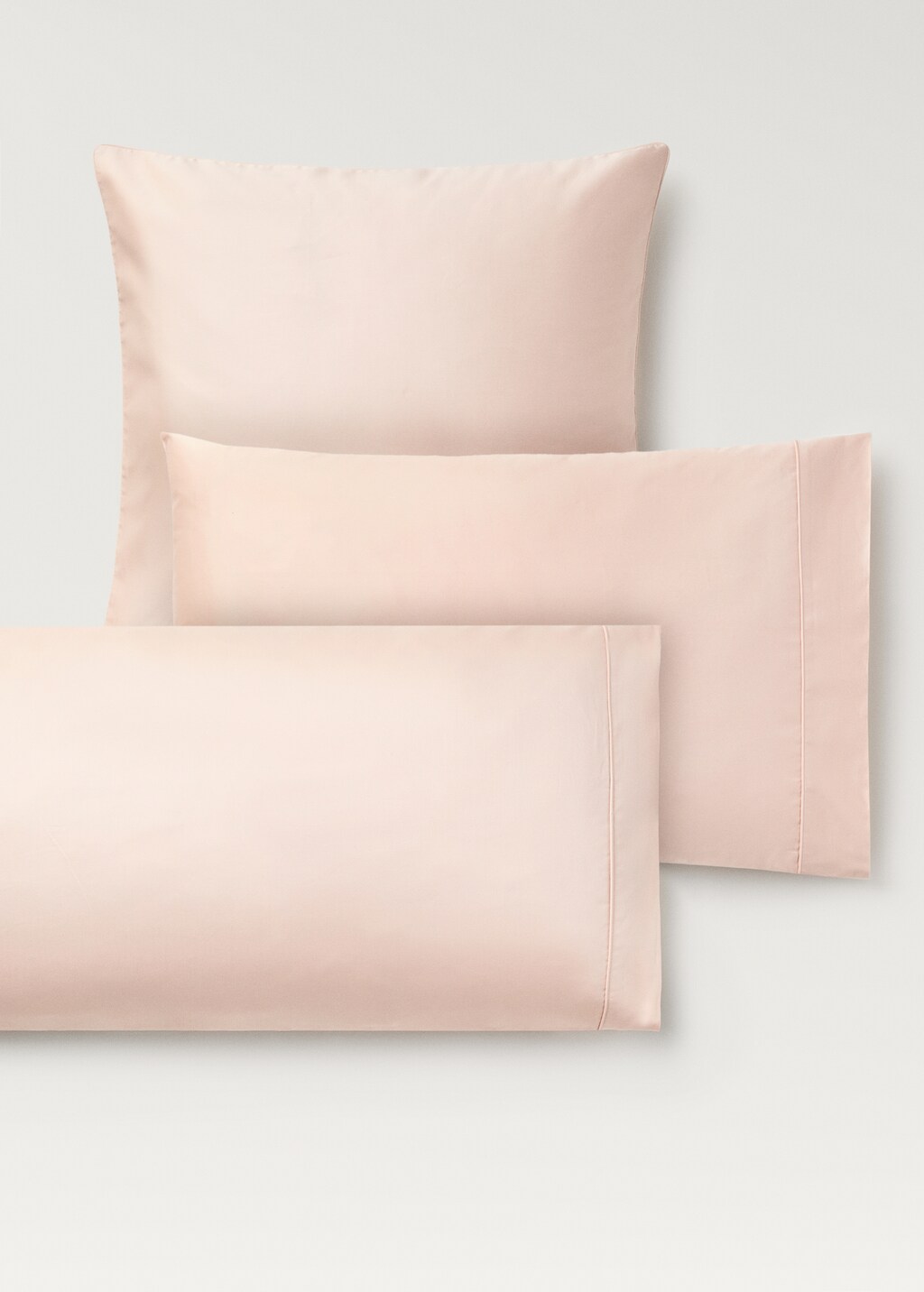 600-thread count satin cotton pillowcase, 50x75 cm - Light/Pastel Grey