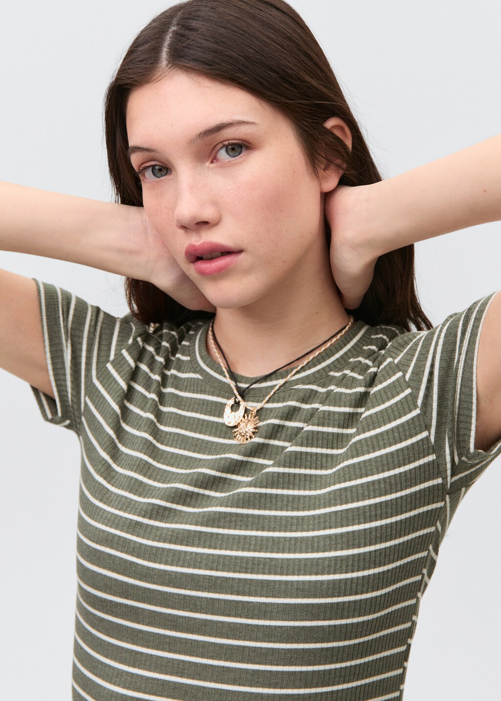 Striped long dress - Khaki