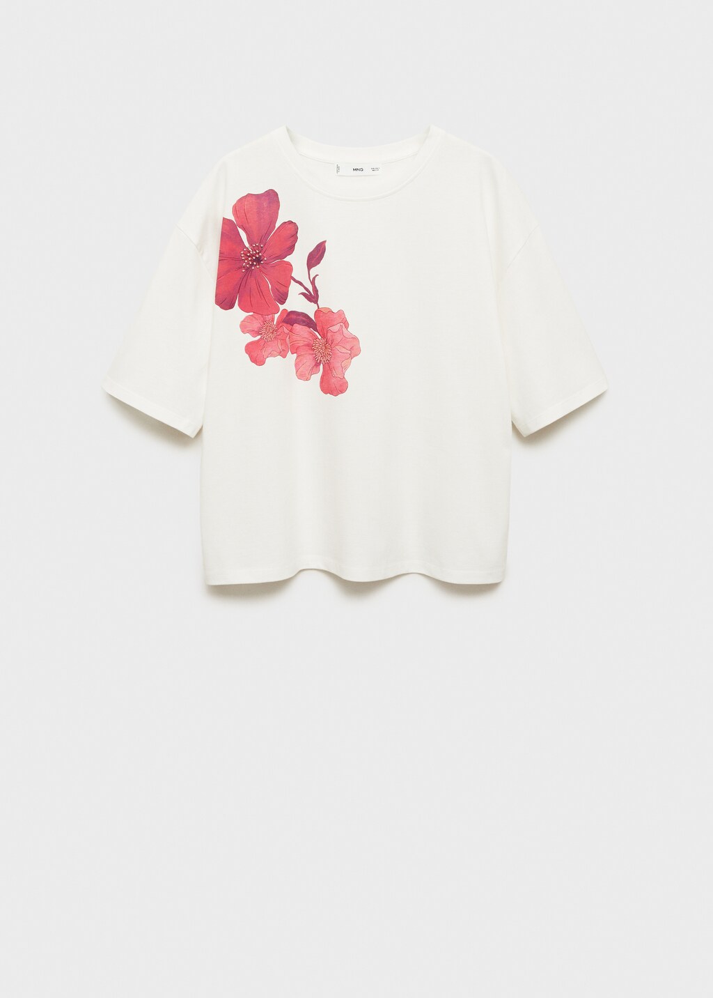 Cotton t-shirt with flower detail - Off White