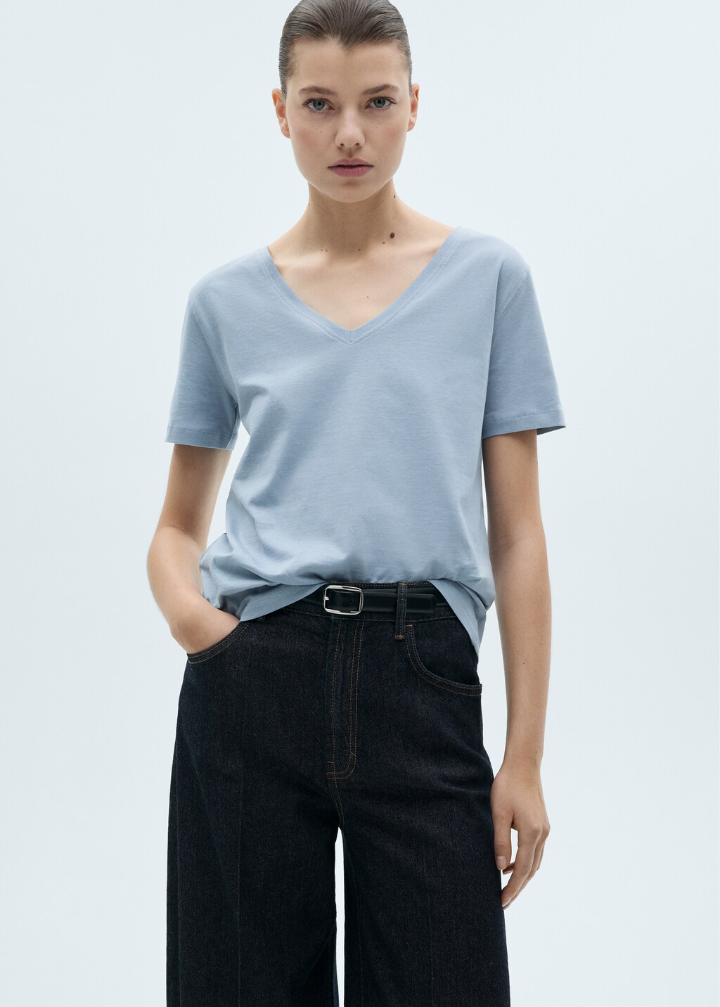 V-neck cotton T-shirt - White