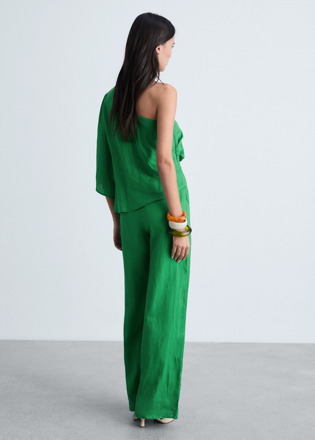 Asymmetrical linen jumpsuit - Green
