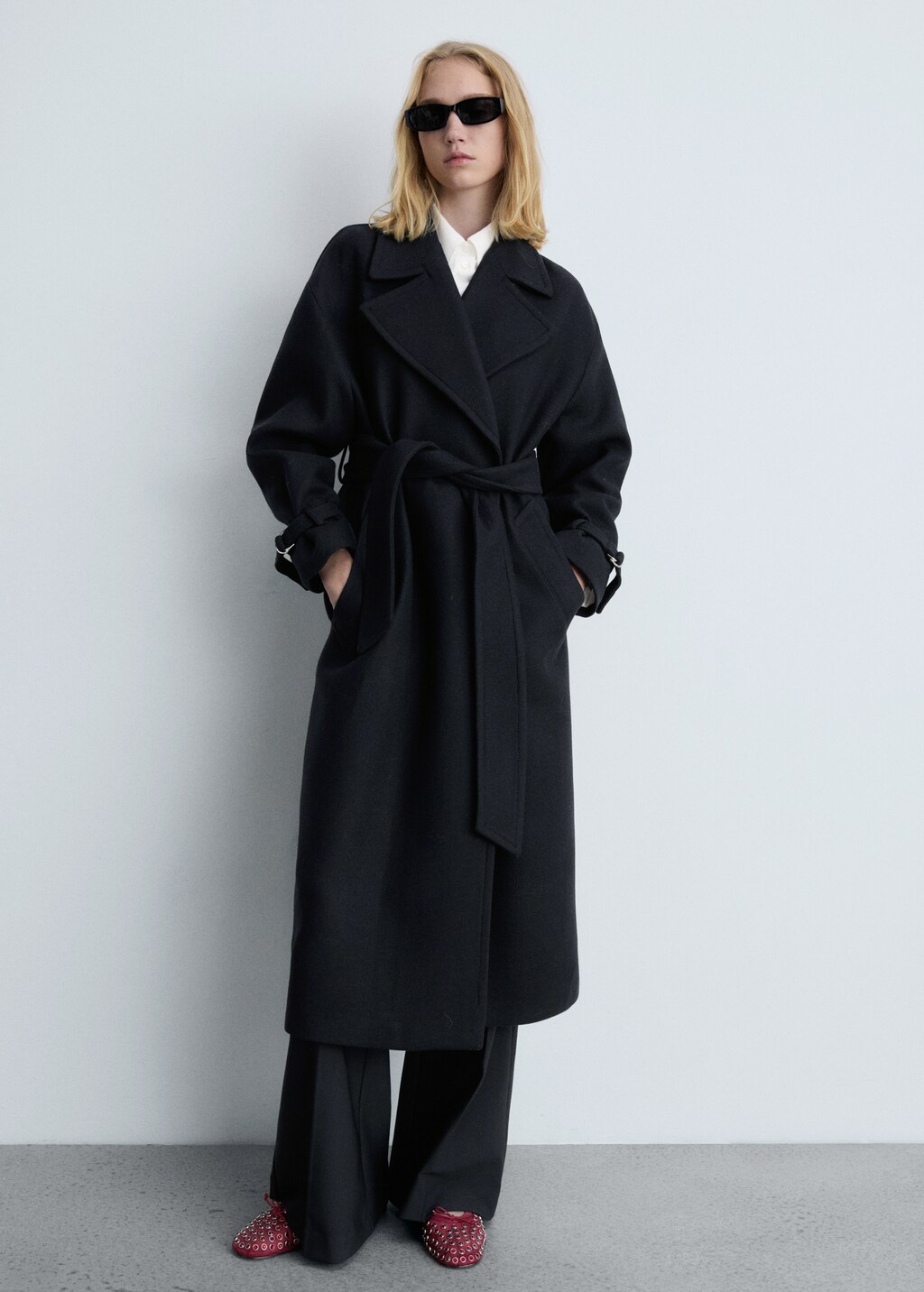 Studded mesh ballerina shoes - Black