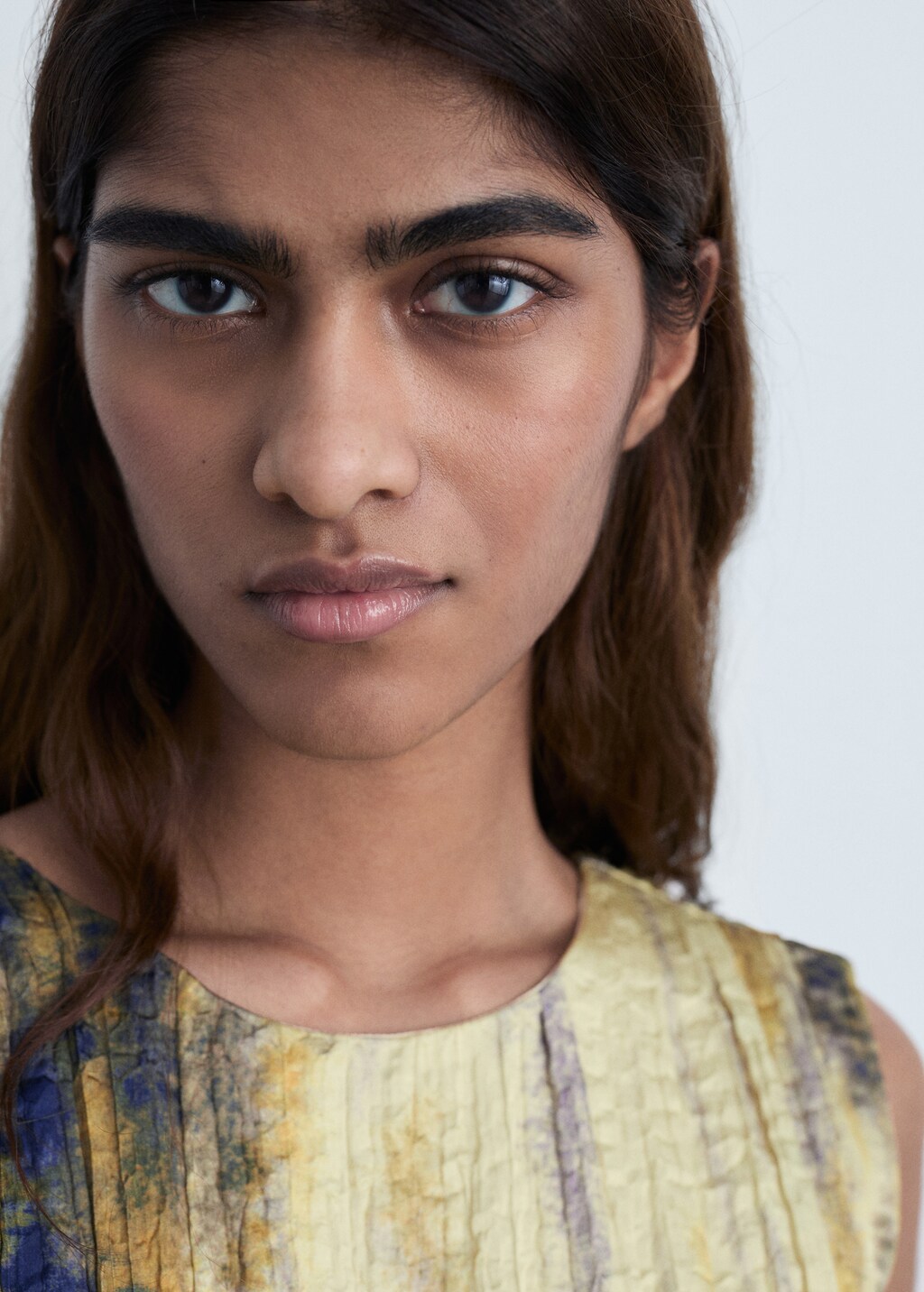 Long satin textured jumpsuit - Pastel Yellow