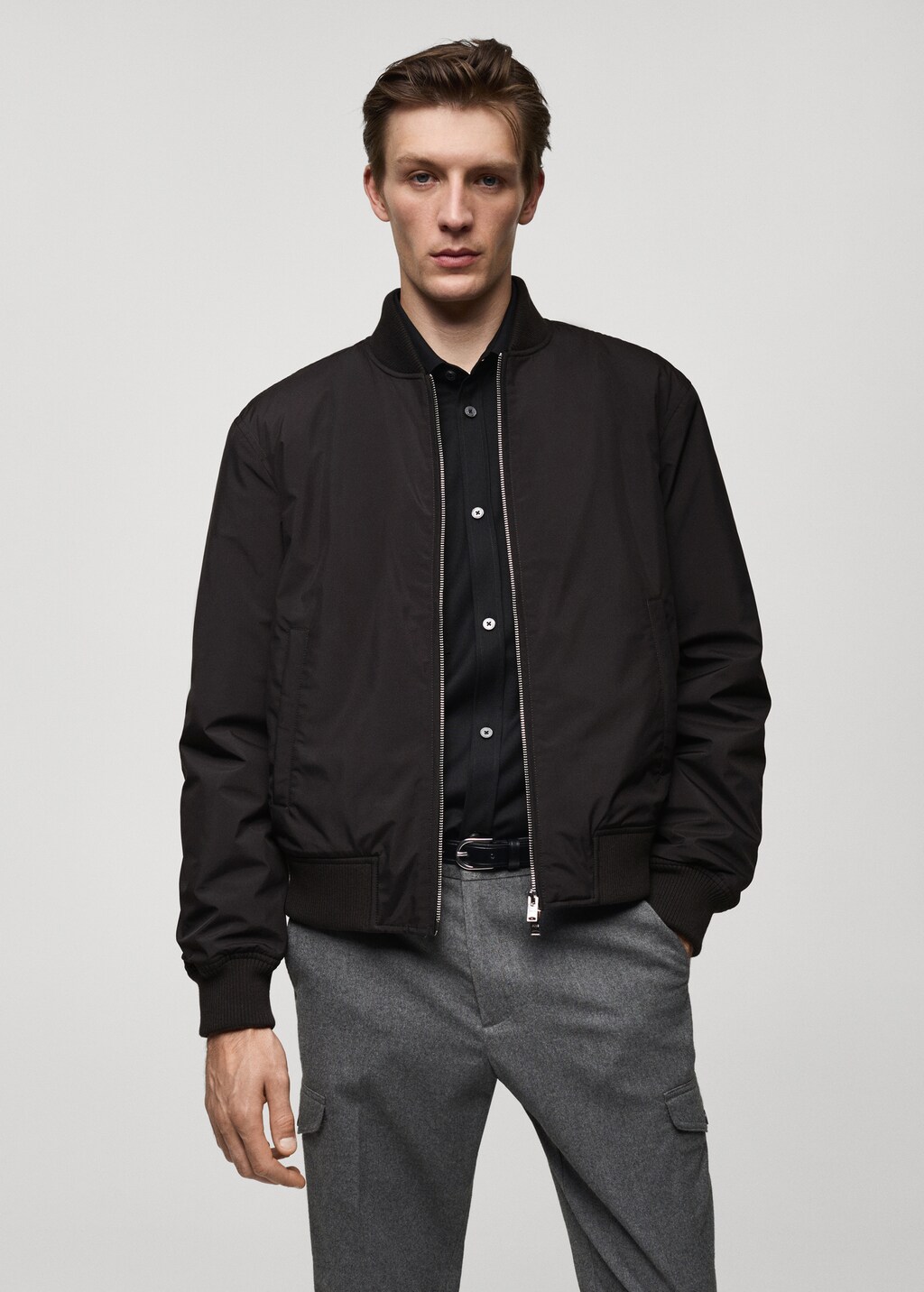 Regular fit quilted bomber - Black
