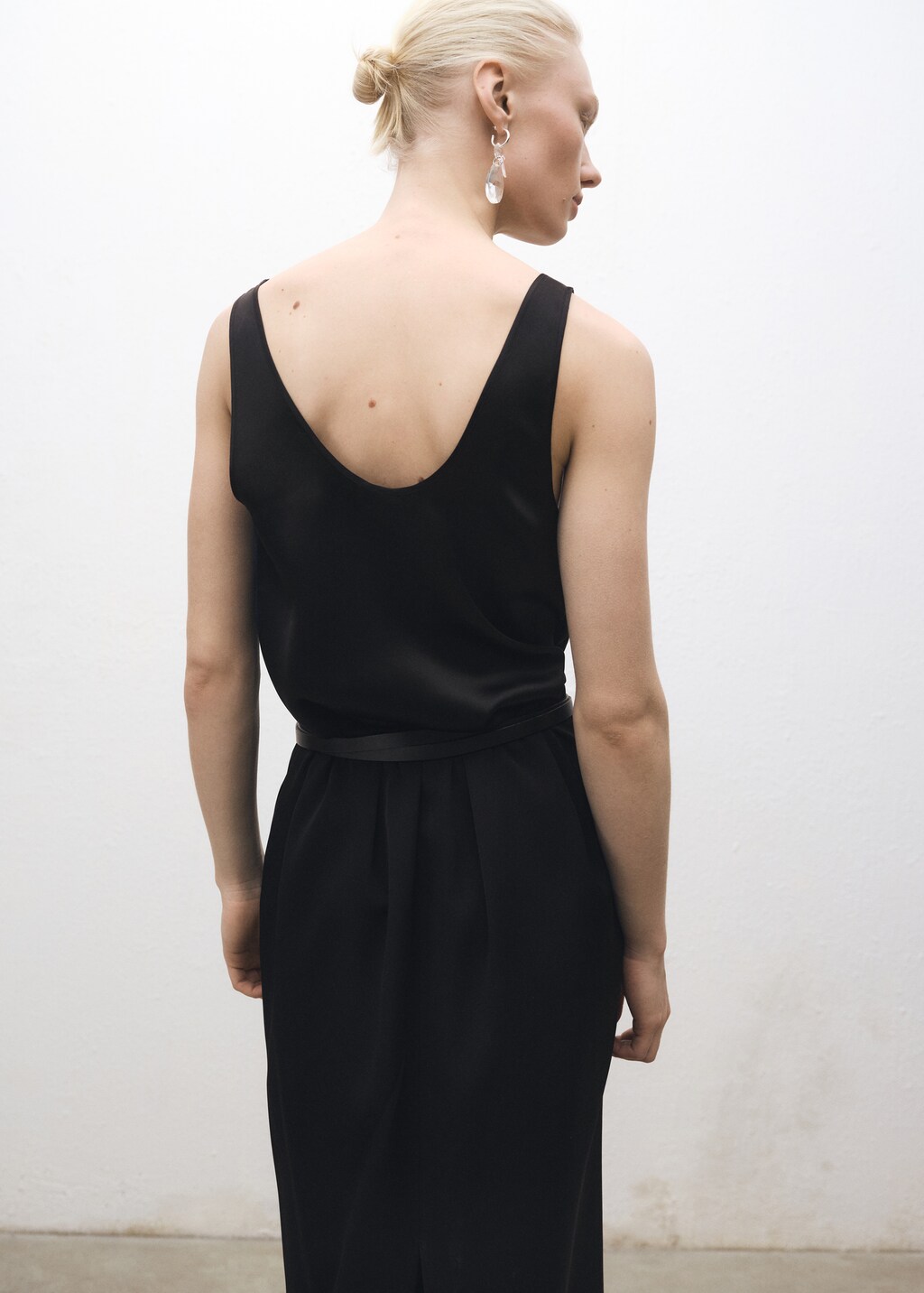 Silk top with straps - Black