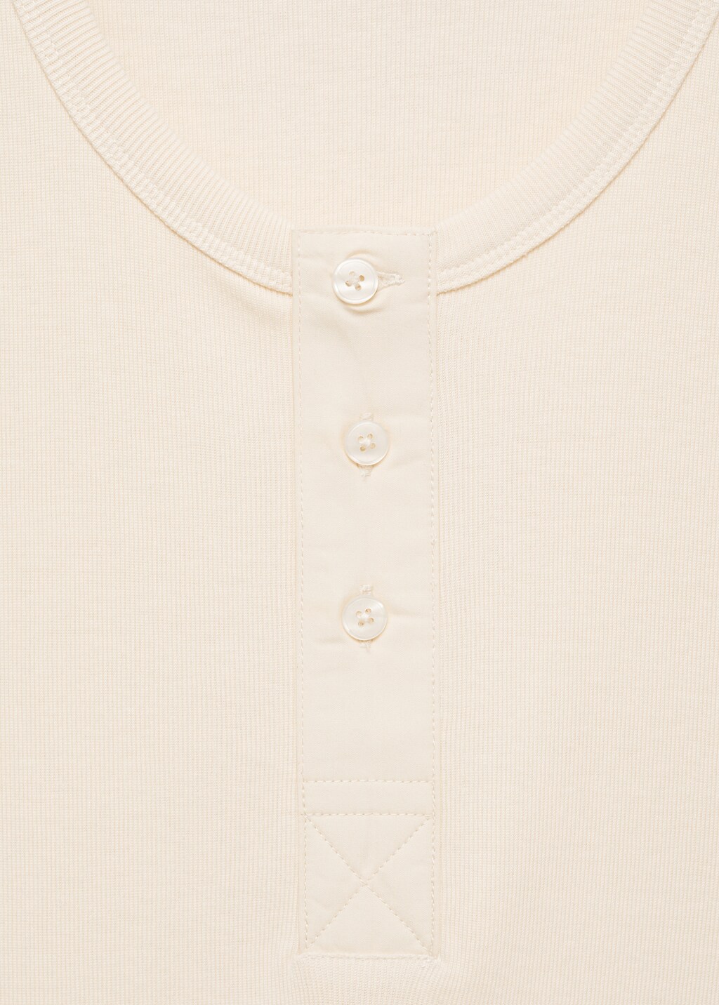100% cotton t-shirt with buttons - Ecru