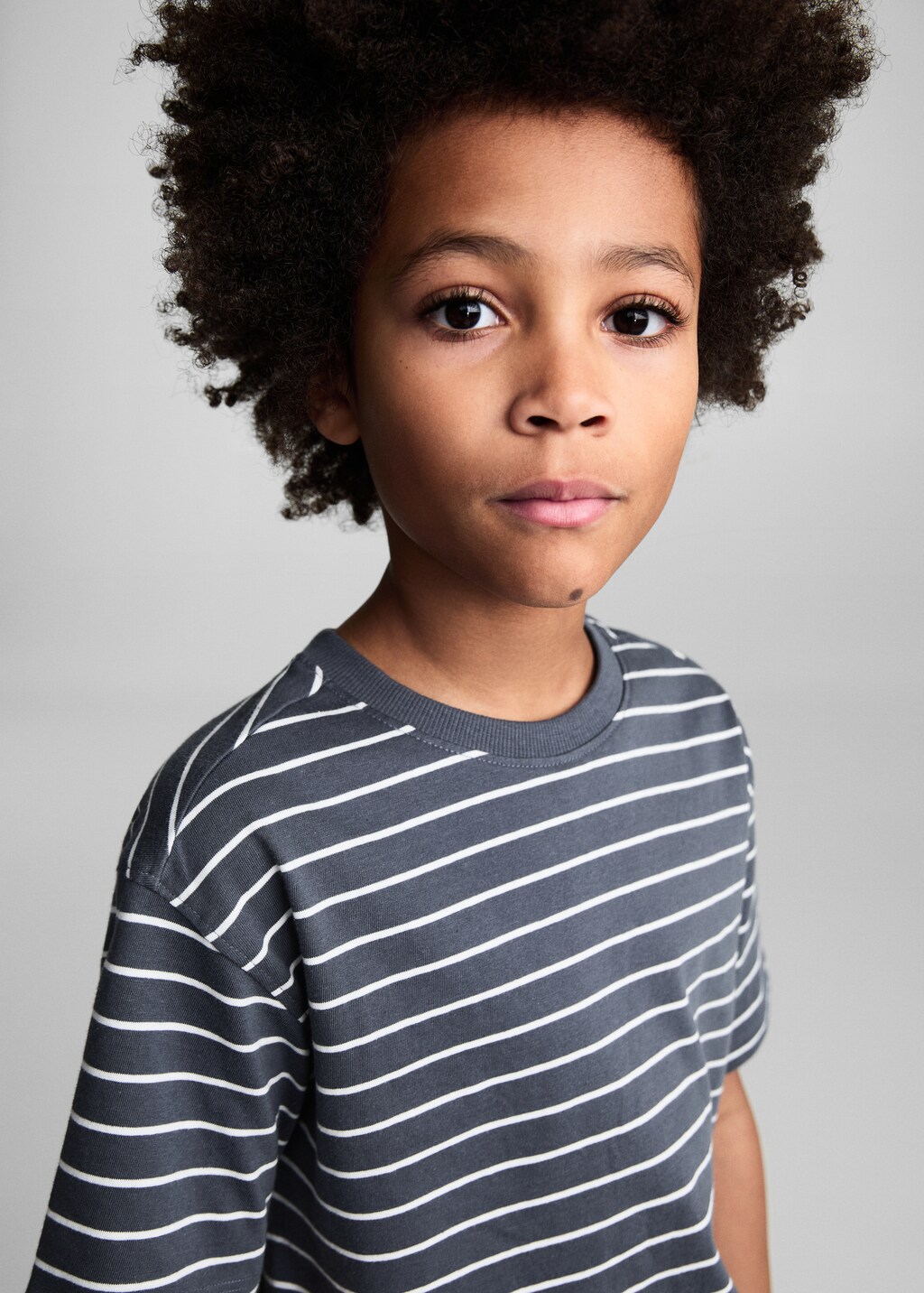 Striped cotton T-shirt - Dark Grey