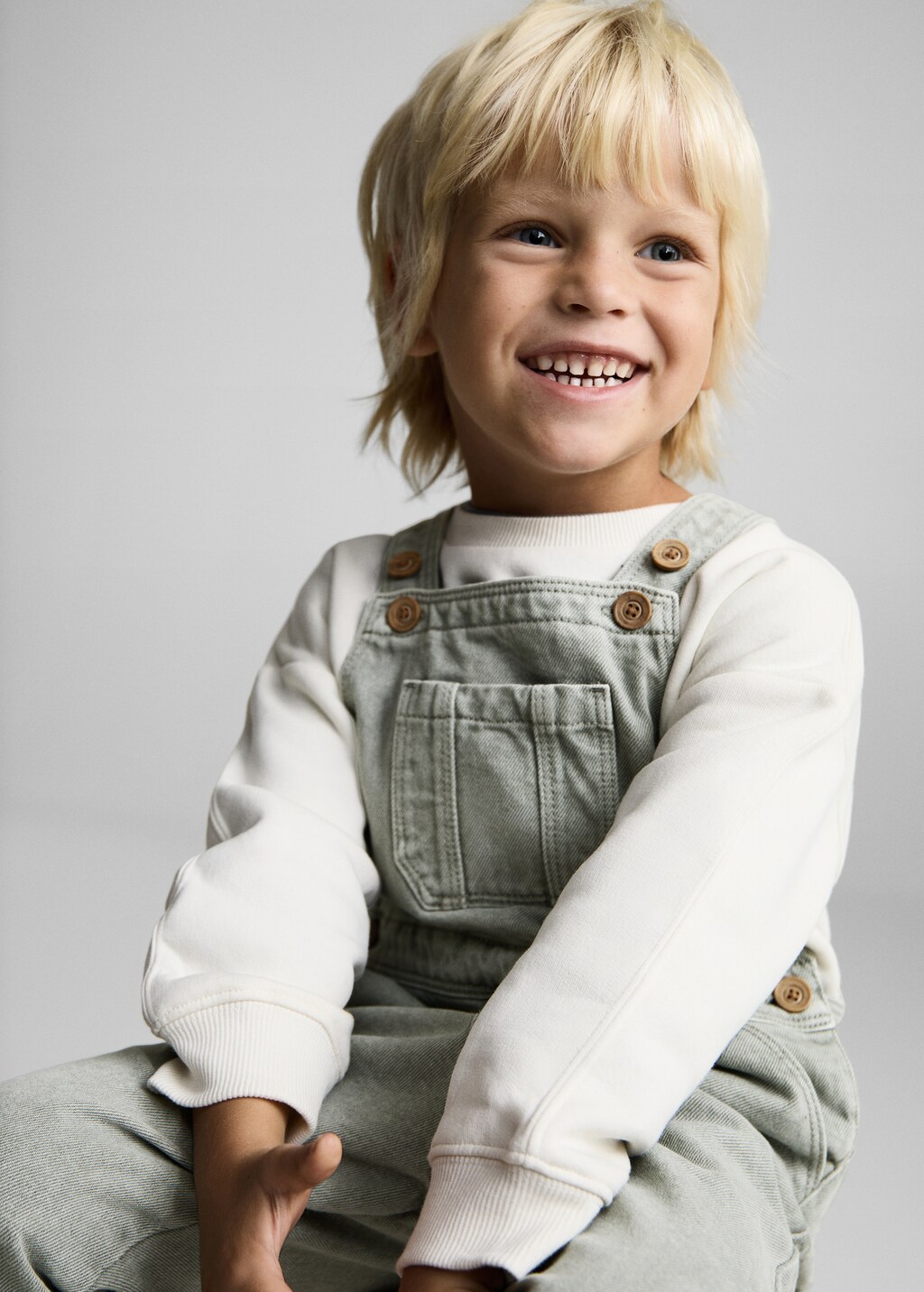 Long denim overalls with pocket - Aqua Green