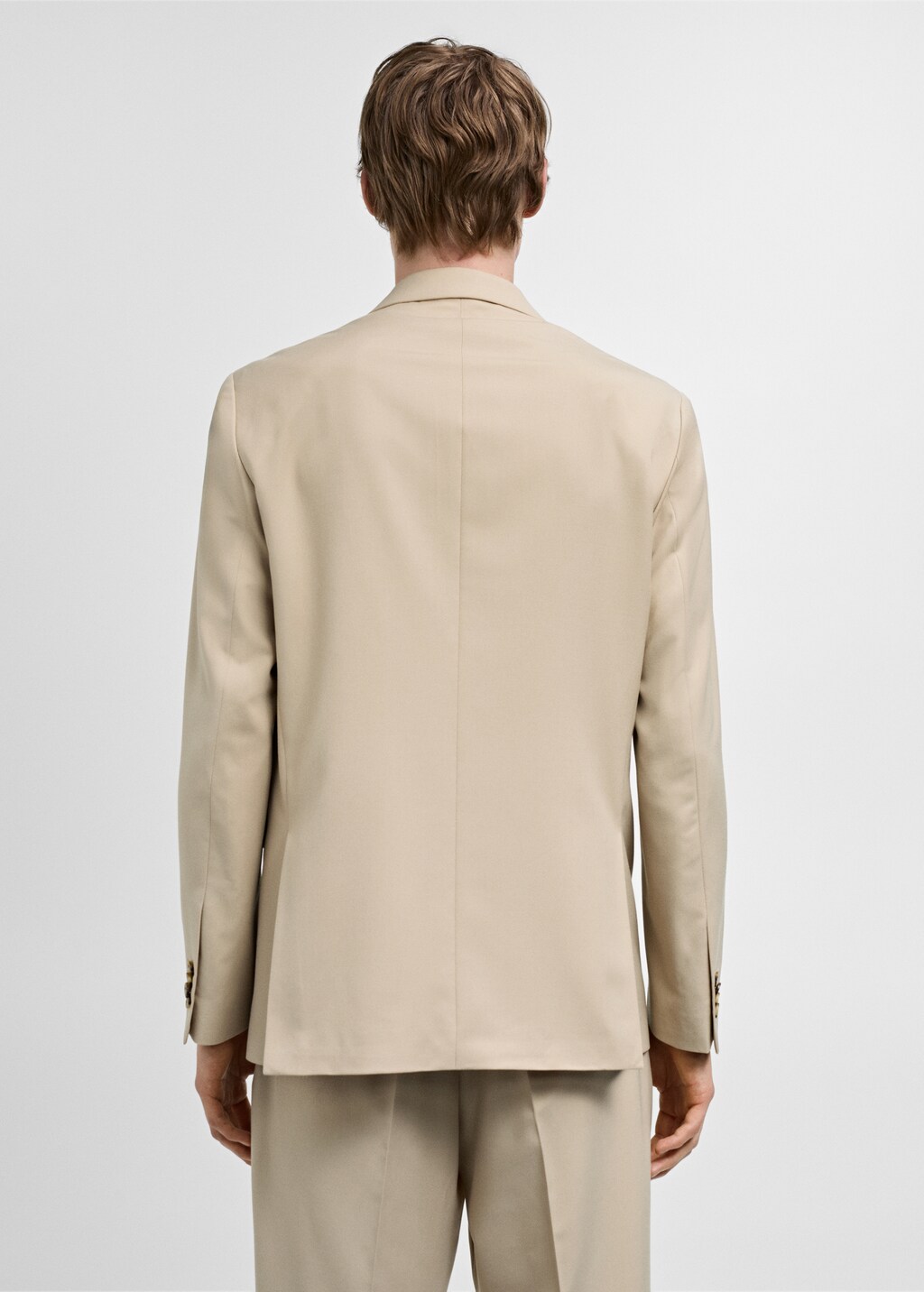 Double-breasted regular-fit suit jacket - Beige