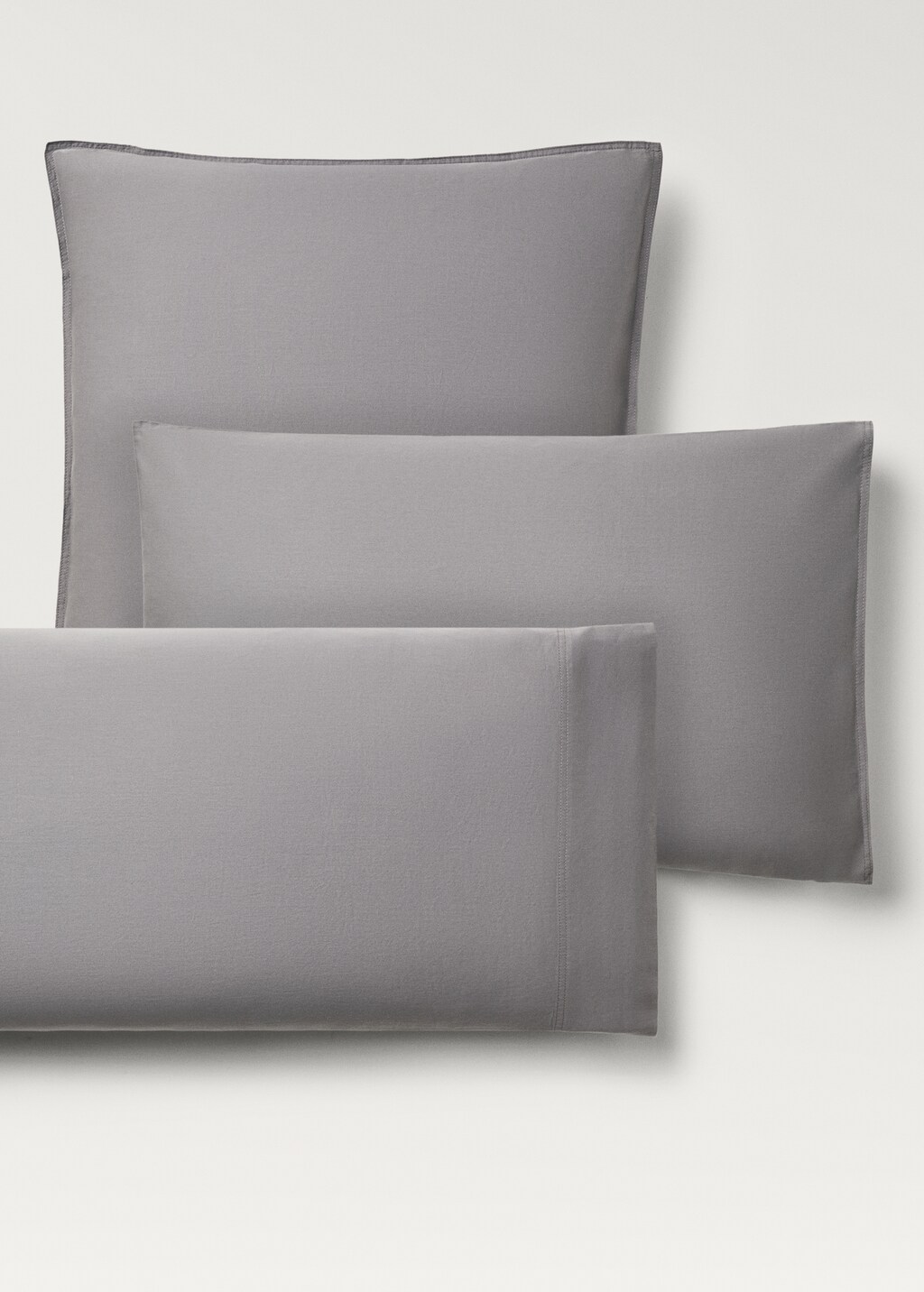 Washed satin cotton pillowcase with double stitching, 60x60cm - Russet