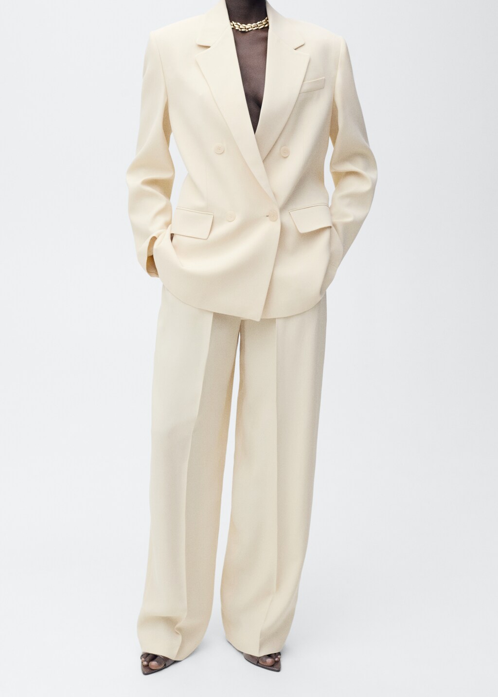 Pleated wideleg suit trousers - Vanilla